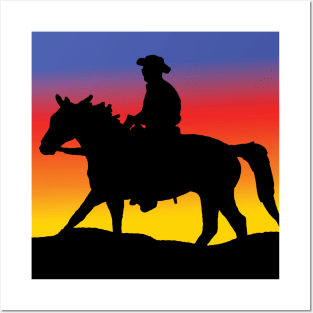 cowboy sunset Posters and Art